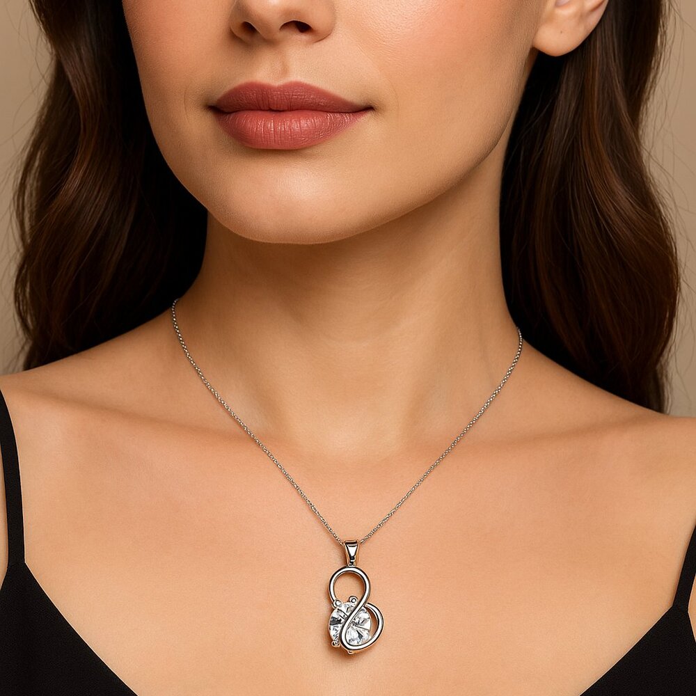 NWOT YinShan Signed 925‎ 5 Carat CZ Teardrop Pendant Necklace 16 inches